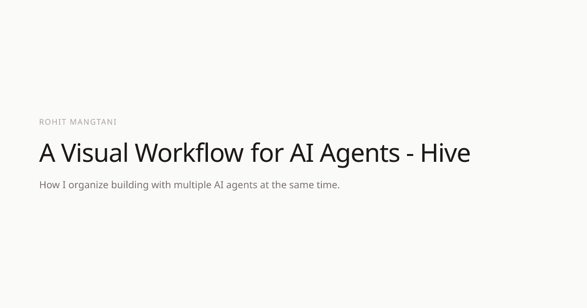 A Visual Workflow for AI Agents - Hive | Rohit Mangtani